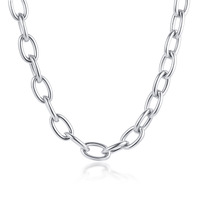 Collier tendance pour femme en acier inoxydable plaqué or, style punk, maillons épais, fermoir OT, grande chaîne ovale rectangulaire