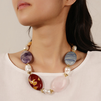 Collier bohème à perles baroques mélangées, fermoir à ressort doré, fait main, bijoux unisexes, cadeau