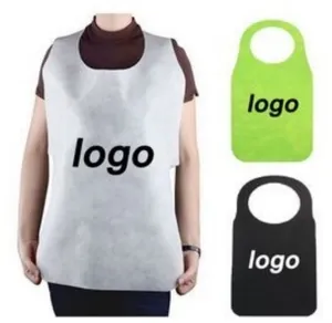 Factory OEM Disposable Print Apron Custom Logo Waterproof and Oil PP Non-woven Cooking Green Aprons
