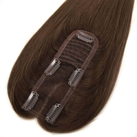 Extensions capillaires russes vierges pour femmes, texture lisse, 2x6 pouces, avec dentelle frontale, nœuds simples, à clipser