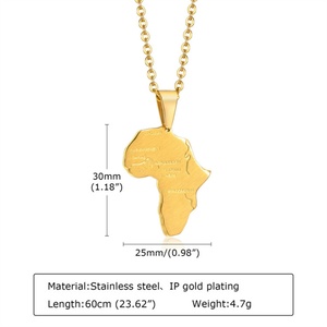 Collar de Cadena de Eslabones de Acero Inoxidable Chapado en Oro Resistente al Agua con Colgante de Mapa de África para Aniversario de Mujer - Product Image 2