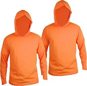 Men's UPF 50+ Neon Color Hi Vis Safety Hoodie Long Sleeve High Visibility Construction Work T Shirts
