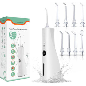 Hydropulseur <span class=keywords><strong>dentaire</strong></span> sans fil rechargeable étanche pour usage domestique, 5 modes de nettoyage, 8 embouts de jet - Product Image 1