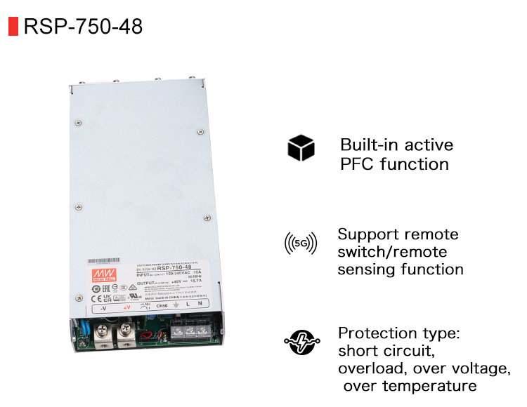 Mean Well RSP-750-48 750W 48V Single Output PFC Power Supply
