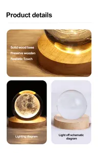 3D Art Crystal Ball Night Lamp Luminous Crystal Ball Decoration Solar System Led Night Lights Desktop Home Decor