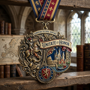 Medallas de Recuerdo Turístico Europeas Personalizadas Sojagy, de Aleación de Zinc Chapadas en Oro 3D, con Cinta, para Regalo de Viaje, Premio o Artículo Conmemorativo - Product Image 1