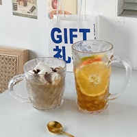 손잡이가있는 프로모션 크리스탈 유리 머그 커피 우유 주스 마시는 컵 맥주를위한 유리 컵