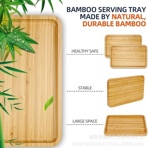 Bamboo Rectangular <b>Tray</b> Natural Wood Color For <b>Snacks</b> Coffee Tea Desserts Home Hotel Use - Product Image 4