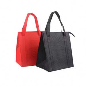 Non Woven Custom Eco <b>Disposable</b> Takeaway Cooler Package Tote Bum Bags Wiht <b>Aluminum</b> <b>Foil</b> Insulated Thermal Soft Handle Lunch Bag - Product Image 4