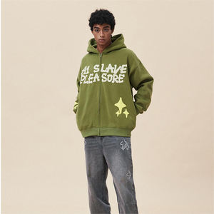 ผู้ผลิต OEM เสื้อฮู้ดดี้ผู้ชายผ้าฝ้าย 100% ระบายอากาศได้ดี ทรงโอเวอร์ไซส์ แบบซิป พร้อมลายปัก 3 มิติ - Product Image 2