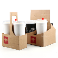 Sac kraft biodégradable en papier ondulé jetable, emballage de support de tasses de café