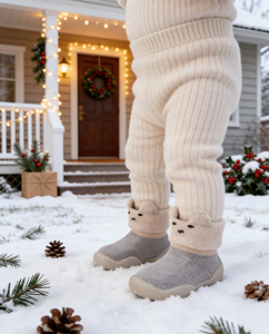 รองเท้าเด็กหัดเดินสำหรับฤดูหนาว - บุขนแกะ พื้นนุ่ม กันลื่น ใช้ได้ทั้งในบ้านและนอกบ้าน รองเท้าบูทในบ้านพื้นนุ่มอุ่น - Product Image 5