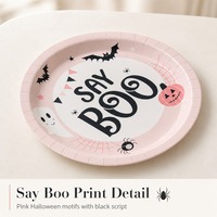 Assiettes en papier pour Halloween, roses, jetables, rondes, pour la table de fête d'Halloween