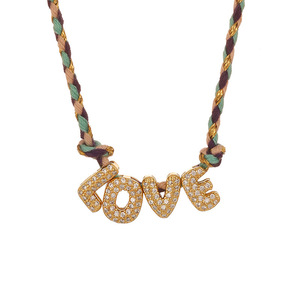 Collier Pendentif Personnalisé en Cuivre Plaqué Or avec Zircon et Chaîne Cordon Colorée, Idéal pour le Dropshipping et <span class=keywords><strong>les</strong></span> Cadeaux - Product Image 6
