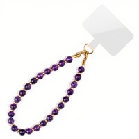 Cordon de téléphone en perles de pierre naturelle, court, avec breloque pour coque de téléphone portable, chaîne de poignet, pendentif pour iPhone 18 17 Pro Max