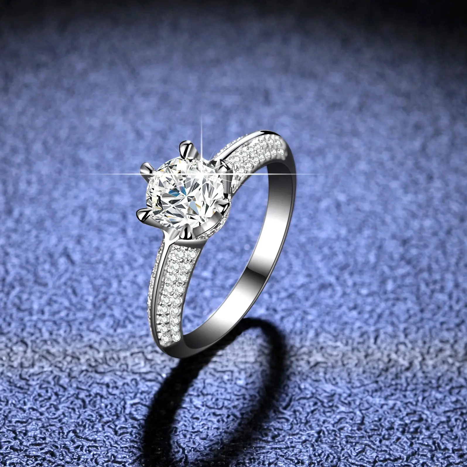 Cincin Moissanite Kotak 1ct Sederhana untuk Wanita Pertunangan Pernikahan Perhiasan Halus Cincin Perak Murni Zamrud S925