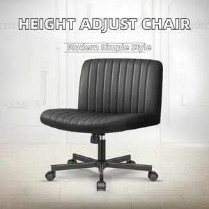 Modern PU Leather Adjustable Height Armless Swivel Office Chair with Wheels, Metal Legs, 360° <b>Rotating</b> Task <b>Desk</b> Chair for Home - Product Image 2