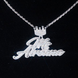 Colgante de Diamantes Cultivados en Laboratorio con Certificación IGI VVS CVD, Estilo Hip Hop, Personalizado con Nombre, en Plata 925, Joyería Fina para Hombre - Product Image 1