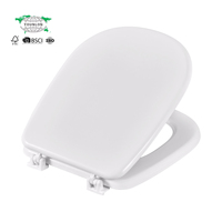 Siège de toilette en bois moulé de forme populaire - Blanc brillant avec charnière en PP, couleurs personnalisées disponibles
