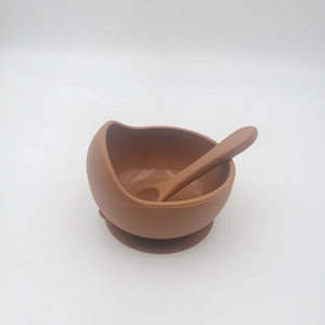 Bán buôn BPA-free Silicone Bộ đồ ăn Set thiết kế dễ thương trẻ em của ăn bát với bé hút muỗng ngã ba cho dễ dàng ăn uống - Product Image 2