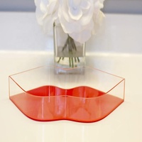 Plateau en acrylique néon en forme de lèvres, plateau de service personnalisé en PMMA transparent, bord clair, 3 mm d'épaisseur, plateau en perspex lucite pour décoration de mariage