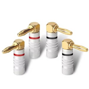 2 uds conector de altavoz de Audio con conector <span class=keywords><strong>Banana</strong></span> 90 grados enchufe de ángulo recto conector de Audio adaptadores de terminales de altavoz chapados en oro - Product Image 2