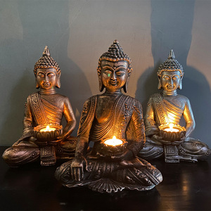 Escultura de <span class=keywords><strong>Buda</strong></span> de jardín Sentado Dioses Budda Estatuilla Resina Estatua de <span class=keywords><strong>Buda</strong></span> Portavelas Regalo Hogar Casa Decoración interior - Product Image 3