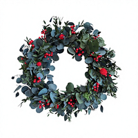 Grande couronne de fleurs séchées naturelles de 20 pouces pour décoration de porte d'entrée, décoration murale de mariage
