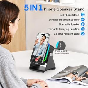 Không Dây Cảm Ứng Loa 5-Trong-1 <span class=keywords><strong>Bluetooth</strong></span> Loa Với Điện Thoại Đứng Có Thể Sạc Lại RGB Môi Trường Xung Quanh Ánh Sáng <span class=keywords><strong>360</strong></span> ° Chủ Cho Điện Thoại Pad - Product Image 2