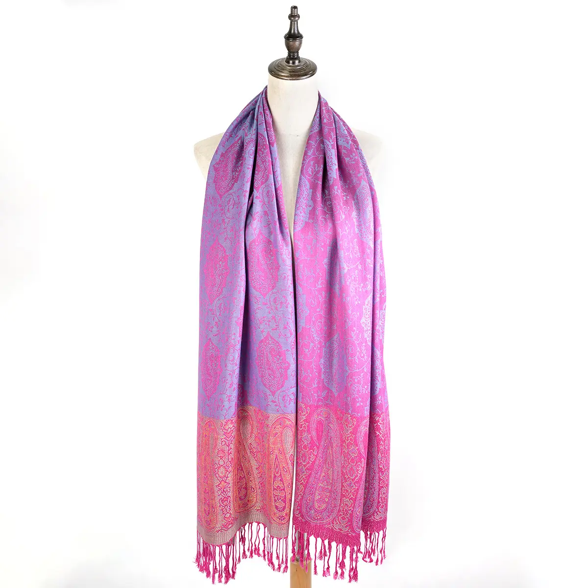 custom logo wholesale winter ladies cashmere scarves shawls designer luxury tassel pashmina stripe wool stoles scarf for women