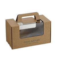 Boîte d'emballage en papier kraft avec fenêtre pour raisin, boîte en carton transparente à main pour cantaloup, boîte cadeau pour fruits alimentaires