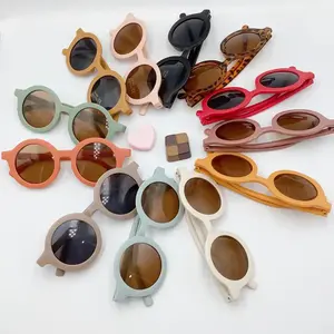 2024 новейшие Круглые Солнцезащитные очки для девочек и мальчиков