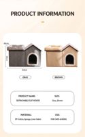 Maison pour animaux de compagnie moderne en tissu Oxford multicouche épaissi, pour chien et chat, pour l'extérieur, toutes saisons, noire, imperméable, avec bouton