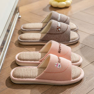 Pantuflas de Lino para Mujer para Primavera y Otoño, Antideslizantes y Ligeras para el Hogar, Zapatillas de Verano de Algodón y Lino para Hombre - Product Image 2