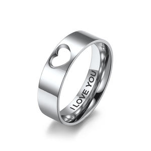 Cincin Kawin Grosir Set Pasangan Bahan Stainless Steel Cincin Janji Bentuk Hati untuk Pasangan - Product Image 2