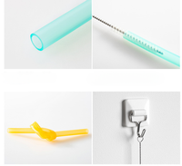 Lot de 6 pailles réutilisables en silicone lavables et écologiques, 23,5 cm de long, flexibles, pour gobelets de 20/30/32 oz, sûres pour les enfants