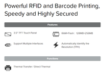Printer RFID Chainway CP30 Mendukung Metode Pencetakan Thermal Langsung/Transfer Thermal Opsional 203dpi/300dpi Protokol ISO18000-6C