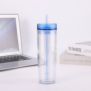 Baoman Double Walled <b>Straw</b> <b>Cup</b> Plastic 500Ml With <b>Lid</b> <b>And</b> <b>Straw</b> For Outdoor Use Gift <b>Cup</b> - Product Image 4