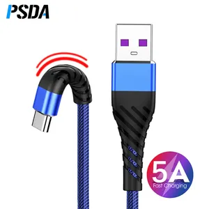 PSDA 5A USB ประเภท C สายสำหรับ Xiaomi Redmi หมายเหตุ7 Mi 9 Fast ชาร์จข้อมูล Sync USB C Cable สำหรับ Samsung Galaxy S10 S9 Oneplus