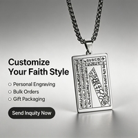 Collier pendentif carré Tarot gravé en acier inoxydable unisexe, chaîne à maillons sportive religieuse, personnalisable pour fête