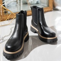 Bottines tendance pour femmes, marron et noir, plateforme épaisse, talon moyen, à enfiler, bottines à la cheville, fabrication OEM, stock RTS