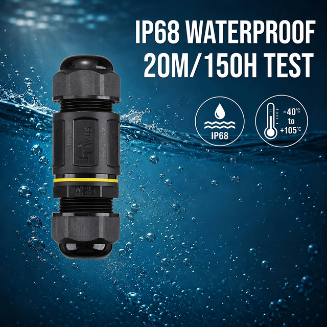 IP68 Waterproof Cable Connector M25-5P Connector 8-12mm Waterproof Electrical Simple Installation Cable Connector.