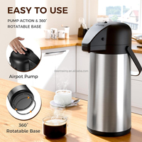 Ollas de aire de acero inoxidable de gran capacidad, 102 Oz/3L, dispensador de bebidas calientes para fiestas de 12 horas para tazas de café y agua caliente, duradero y elegante