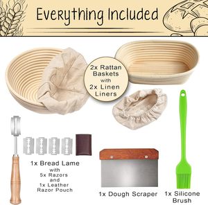 10 Inch Round Indonesia Rattan Sourdough Basket Bread Fermentation Proofing Basket <b>Set</b> with Bread Lame - Product Image 3