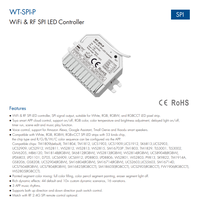 Contrôleur SPI WiFi RF 2.4G TUYA SKYDANCE 5-24VDC avec interrupteur poussoir pour variateur LED RGB RGBW RGB+CCT pour bande LED à pixels WT-SPI-P