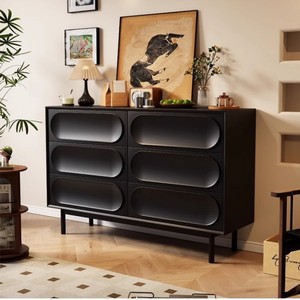 Commode de style vintage en bois massif, commode rétro de style américain, armoire de rangement pour chambre à coucher, armoire d'entrée pour salon - Product Image 4