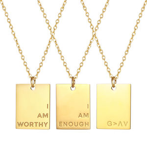MICCI 18K Plaqué Or En Acier Inoxydable Minimaliste Bijoux Mémorial Lettre D'amour Rectangle Carré Pendentif Collier - Product Image 2