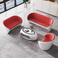 Sofá de Recepción Brillante para Salón de Belleza, Muebles de Oficina Modernos y Duraderos, Pintura Horneada, Juego de Sofás de Cuero de 3 Plazas y Mesa Auxiliar