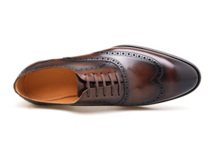 Scarpe Oxford Classiche <span class=keywords><strong>da</strong></span> <span class=keywords><strong>Uomo</strong></span> in Vera Pelle con Decorazioni Wingtip, Scarpe Formali Brogue Fatte a Mano - Product Image 5