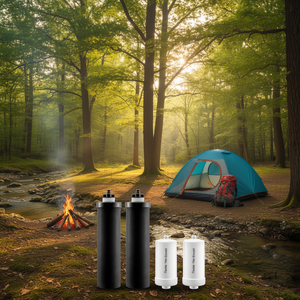 Elemento filtrante al fluoro, confezione da 4, ricambio per sistema di filtraggio dell'acqua a gravità, cartuccia defluorante al carbone attivo - Product Image 2